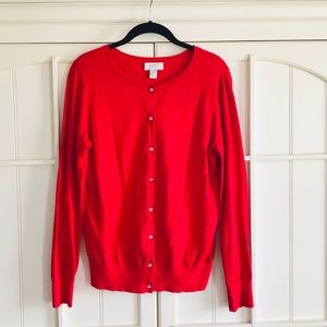 ✨LOFT Red Sparkle Button Down Cardigan (Size:M)
